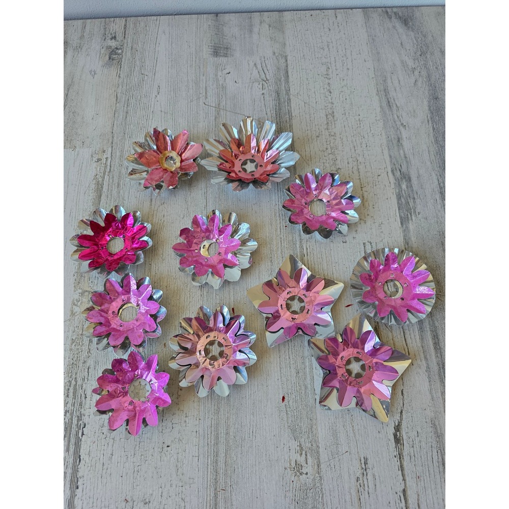 Vintage pink reflector foil ornament Xmas decor